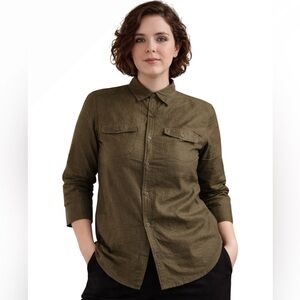 Lauren Ralph Lauren 100% Silk Button Front Shirt Size 10